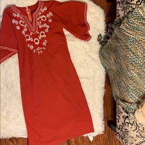 Stunning red embroidered caftan